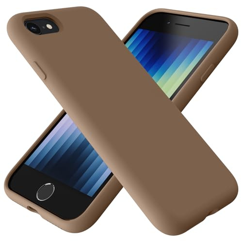 TAXXOE Liquid Silicone Case Compatible with iPhone SE 2020/2022, iPhone 8/7, 4.7 Inch, Soft-Touch, Shockproof, DustProof, Antiskid Full Body Phone Cover for iPhone SE - Brown