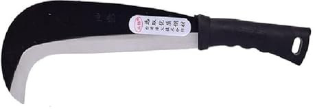 LI JIN Mezzaluna falce 180 mm, acciaio al carbonio, lunghezza totale 33 cm, lunghezza lama 18 cm, peso 100 g, ideale per giardinaggio e taglio erbacce n. 2318 (nero-2)