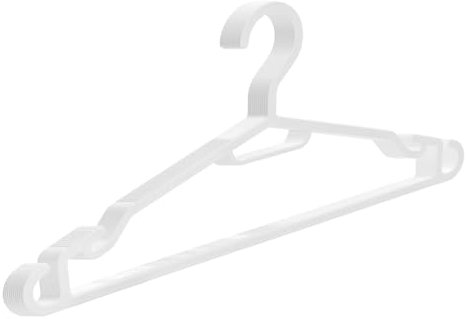 Berlona Kleiderbügel Weiß 10 Stück – Platzsparende Bügel aus Kunststoff, Ultraflach & rutschfest – für Jacken, Hemden, Hosen, Kleider & Gürtel – 41 x 18,5 cm