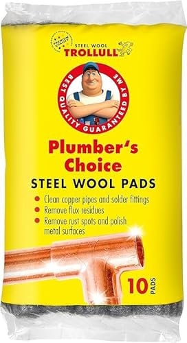 Steel Wool Pads, 10 Pack, for Copper Pipes and Metal Surfaces