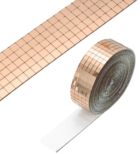 PATIKIL 3600 Pcs 5x5mm Miroirs Autocollants Carreaux Mosaique Or Rose | Mini Carreaux Verre Mosaique Disco, pour DIY Artisanat Boule Disco Decoration Fete