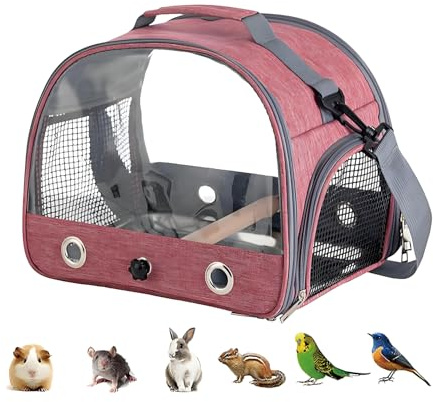Tragetasche Für Papageien, Vogel-Tragetasche Mit Stehstange Und Edelstahl-Tablett, Leichter Rucksack Für Papagei, Faltbare Transportbox Voge, Transporttasche Für Kleine Vögel, für Papageien (pink)