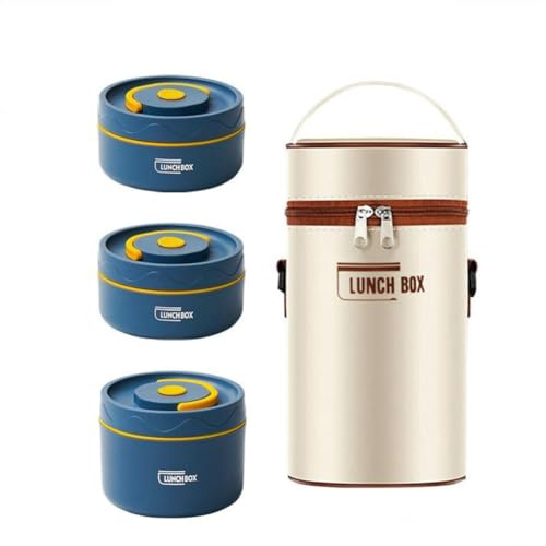 Uulooat Food Warm Lunch Container,Stainless Steel Thermal Lunch Container Portable Thermal Bento Box Food Container Blue B