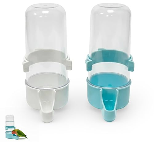 ZhuPu 2 Pcs Bird Water Dispenser, Automatic Feeder Bottle, 240ml Plastic Container, Cage Accessories, for Parakeet Cockatiel Budgie