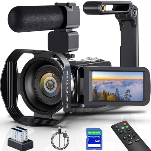 Videocamera 8K 64MP YouTube Vlogging Telecamere IR Visione Notturna WiFi Webcam Camcorder con Zoom Digitale 18X 3.0 Stabilizzatore Touch Screen, Mic, 64G SD Card, Telecomando e 2 Batterie