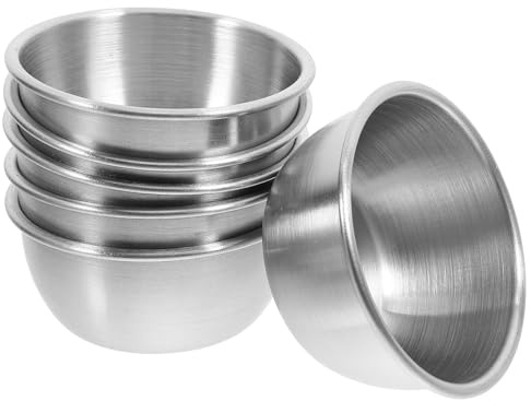 TINEASUR Juego de 6 Bol Acero Inoxidable para Cocina, Resistentes Oxidación y Versátiles, Ideales para Uso Doméstico y Comercial Capacidad de 50ml cada Uno