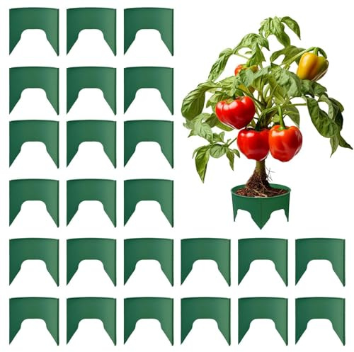 24 Stück Pflanzringe – Schützende Runde Tiefe Bewässerungsringe | Wasser sparen Pflanzringe durch gezielte Gartenbewässerung für Garten, Balkon, Innenhof, Gewächshaus, Tomaten, Pfeffer, Blumen