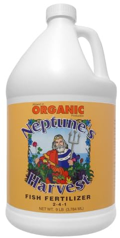Neptune's Harvest Fish Fertilizer (2-4-1) - Organic Liquid Plant Fertilizer - Fish Hydrolysate for Vegetables, Flowers, Fruit, Trees, Grass - Indoor and Outdoor Plant Food (Gallon)