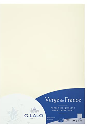 Lalo 47200L Papier Vergé de France, DIN A4, 50 Blatt weiß