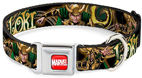 Marvel Buckle-down 22,9–38,1 cm Universe Loki Posen schwarz/Gold/grün Hundehalsband