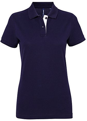 Asquith & Fox Women's Contrast Polo Shirt, Multicolour (Navy/White 000), 18 (Size:2XL)