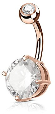 Paula & Fritz® Bauch-nabelpiercing Bananabell Bauch-Piercing Edelstahl Chirurgenstahl vergoldet 316L Doppelter Zirkonia