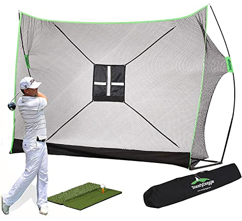 SteadyDoggie Golfnetz-Bündel – inkl. professionellem zum Patent angemeldetem Golf-Übungsnetz, Chipping Target & Tragetasche (Netz-Bundle)