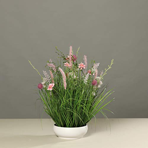 DPI GmbH Wiesenblumen Blumengesteck in Schale Tischgesteck Kunstblumen rosa 50 cm