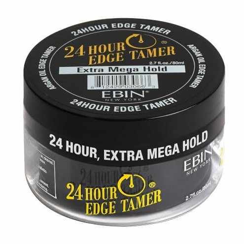 EBIN NEW YORK 24 Hour Edge Tamer Extra Mega Hold 80 ml Strong Edge Control Gel, No Flaking, Sleek Smooth Finish, Long Lasting, Argan & Castor Oil