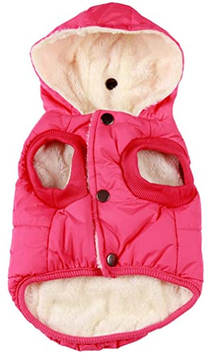 Vecomfy Sudadera con Capucha para Perro con Forro Polar Extra cálida en Invierno, Chaqueta para Perros pequeños, Abrigos con Capucha Rosa, Talla S
