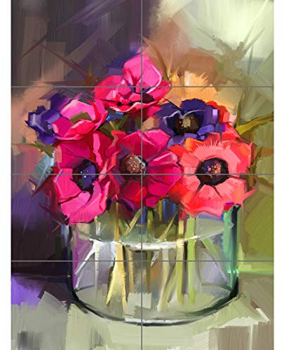 Flowers Bouquet Anemones XL Giant Panel Poster (8 Sections) Fleurs Affiche