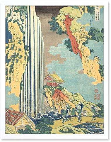 Artery8 Hokusai japanischer Ono-Wasserfall Kisokaido Gerahmter Druck 30x40 cm