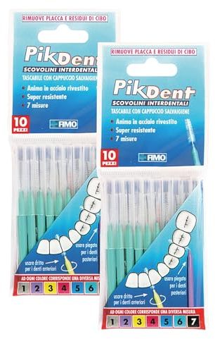 Pikdent Scovolini Interdentali - Anima In Acciaio Rivestito E Setole In Tynex - Misura 6 Verde 1,0 Mm Conico - 20 Scovolini