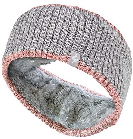 Heat Holders - Damen outdoor gestrickt strick thermo winter stirnband mit innen fleece (One Size, Geripptes Dunkelgrau)