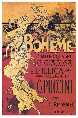 Hohenstein - Puccini La Boheme - Poster Kunstdruck Art Print - Größe 50x70 cm + 2 St Posterleisten Holz 61 cm