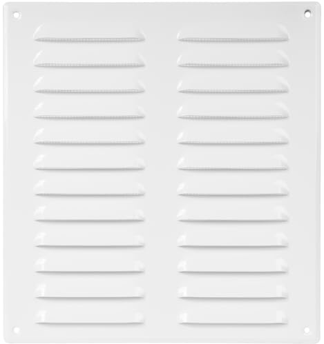 Repa Market Griglia di ventilazione a lamelle color bianca 260 x 280 mm – Griglia di ripresa aria in acciaio di alta qualità – Per soffitto e parete laterale – HVAC – Con rete di protezione
