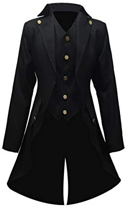 Crubelon Men‘s Steampunk Vintage Jacket Gothic Victorian Frock Coat Uniform