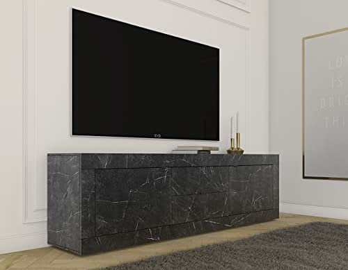 Basic Porta TV Contenitore 2 Ante 2 cassetti Marmo Nero 210 cm