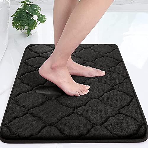 Homaxy Memory Foam Badezimmerteppich rutschfest Badematte Weich Badteppich Saugfähige Badvorleger Waschbar Pflegeleichte Duschvorleger - 50 x 76 cm, Schwarz