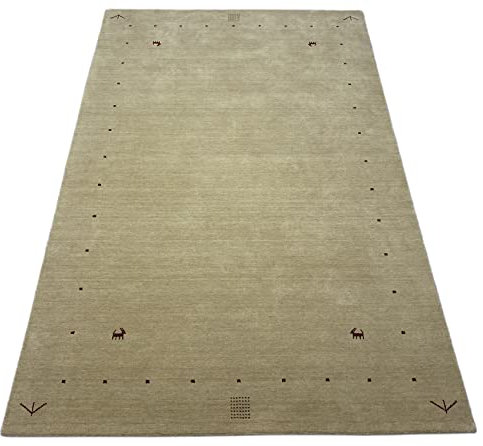 WAWA TEPPICH Handgefertigter orientalischer Gabbeh Teppich aus 100% Wolle Loom Handgewebte 250X300 cm Beige T1
