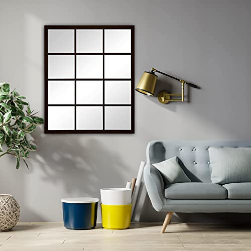 Espejo Ventana Fabricado en España – Mod Siena Industrial- Acabado Artesanal – Espejo de Pared Ideal para Salón, Recibidor, Vestidor, Dormitorio y Baño. (80x120 cm, Negro)