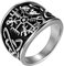 JewelryWe Schmuck Herren-Ring Edelstahl Vintage Wikinger Rune Kompass Vegvisir Ringe mit Keltischen Knoten Männer Bandringe Gravur, Silber Größe 62