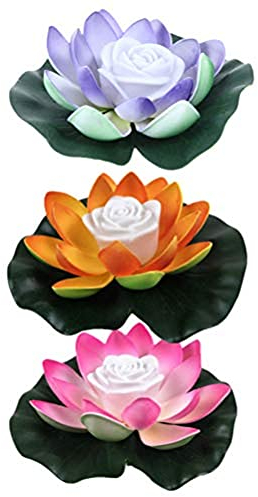 Solarleuchte 18cm LED Lotus Laterne Wasserlaterne Schwimmlaterne Solarlampen für außen Wasserdichte Garten Pool Licht Teichlicht Künstliche Seerose Licht für Garten Schwimmbad Brunnen Aquarien (3PCA)