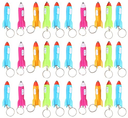 Toyvian Torcia LED Mini Portachiavi Mini Basket per Bambini Torce per 30pcs Rockets Torychain Pendants Chiave Pendants Key Piccole Torce per Torcia Razzo Razzo Torcia