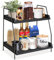 Megsooul Coffee Bar Accessories and Organizer Countertop, Coffee Station Organizer Kitchen Counter Shelf Organizer,Coffee Condiment Storage,Cup Lid Holder Countertop Shelf for Bathroom (Black)