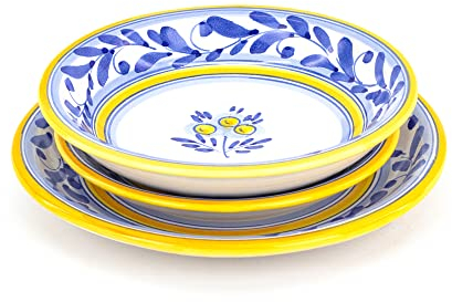 CEAR ceramiche - Set di 3 piatti in ceramica siciliana di Caltagirone, posto tavola singolo per servizio di piatti