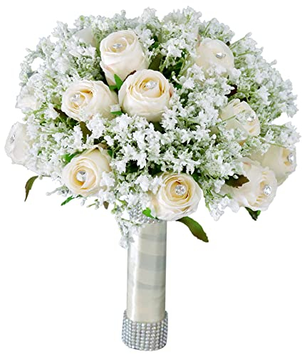 LICHENGTAI Brautstrauss Hochzeit Blumenstrauß Gefälschte Rose Blumen Strass Perlen Blumensträusse Hochzeit Strauß Künstliche Blumenstrauß künstlicher Rosenstrauß Dekoration für Hochzeit, Fotoshooting