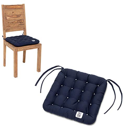 HAVE A SEAT Living - Stuhlkissen 40x40 2er Set - Bequemes Sitzkissen Orthopädisch, Waschbar bis 95°C, Indoor/Outdoor, Wetterfest - Made in Germany (2er Set - 40x40 cm, Marine-Blau)