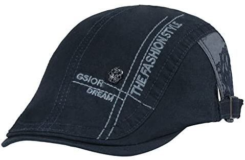 HAPPYPOP Schirmmütze Herren Schiebermütze Schwarz Driving Cabbie Jagd Flatcap Newsboy Cap