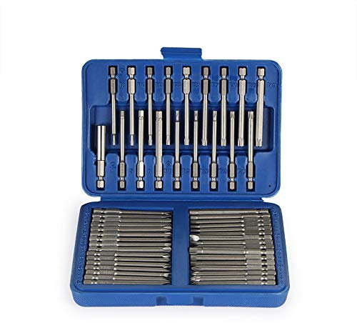 50 Stück Schraubendreher-Bit-Set, 75 mm magnetische lange Schraubendreher-Bits, Set mit 1/4 Zoll Sechskantschaft, einschließlich Trox/PH/PZ/Flachschraubendreher-Set für Reparatur