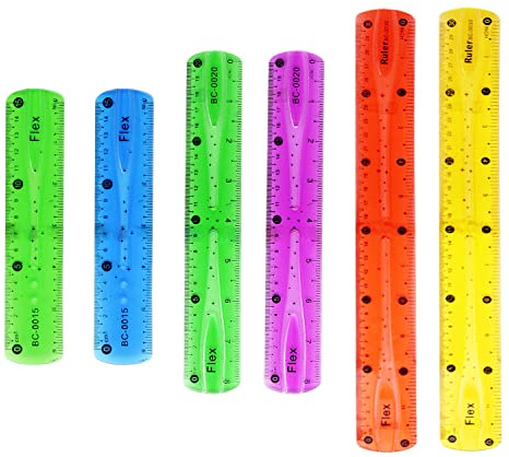 LEIMEND 6 Stück Flexibles Lineal Biegbares Lineal Set (15/20/30CM) | Lineal Kunststoff, mit Zentimeter- und Zollskala, für Klassenzimmer Büro Zuhause