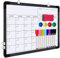 FINEW Whiteboard Magnetisch 40 x 30cm, Whiteboard Klein, Hängende doppelseitige Whiteboards mit Alurahmen inklusive 10 Whiteboard Stifte, 1 Whiteboard Schwamm, 4 Magnete, Schulsachen (Schwarz)