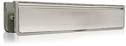 Xfort MailPlate Luxe 12 Letterplate Matt Chrome Trim, Premium Draught Proof Postal Letterbox, Telescopic Sleeved Letter Box for Wooden, Composite and uPVC Midrail Doors with 40-80mm Door Thickness.