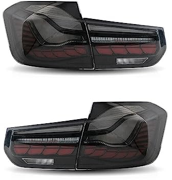 QLASIC Reflektor Rückleuchten Blinker Lampen,Stoßfänger L Für B&MW 3er 2013-2018 F30 320i 325i B&MW M4 Design Auto LED Rücklicht Montage LED Rückleuchten (Color : Black)