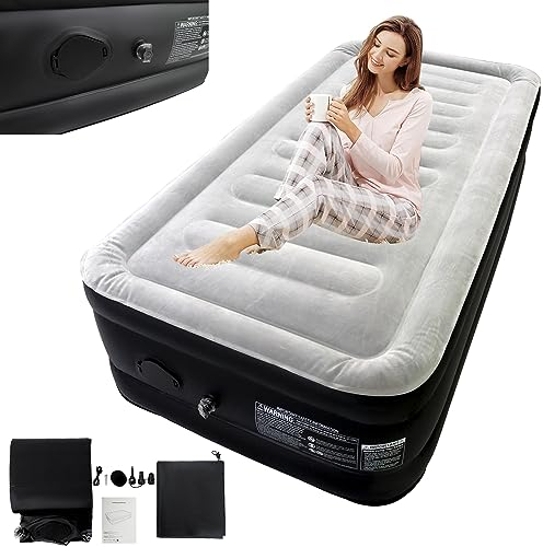 ACXIN Gästebett Aufblasbare Luftmatratze Matratze Luftbett Selbstaufblasend, inkl. Luftpumpe&Tragetasche für Camping/zu Hause, 187 x 90 x 46 cm Luftmatratze 1 Personen, Bis 300kg Schwarz Grau