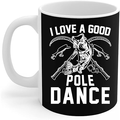 908 Coffee Mug Tea Cup Ceramic Travel Mug Novelty Christmas Gifts 330ml Fly Fishing Lover - Funny Fly Fisher I Love A Good Pole Dance