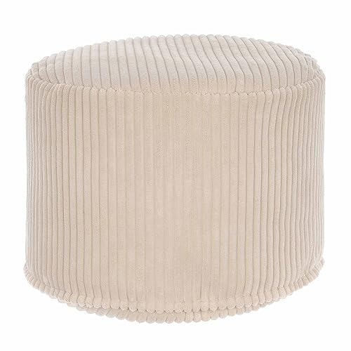 DreamRoots Pouf Hocker Rund - Cord 50x50x35 cm - Für Couch und Wohnzimmer - Sitzpouf - Fußhocker Für Sessel - Sitzhocker - Hocker Sofa