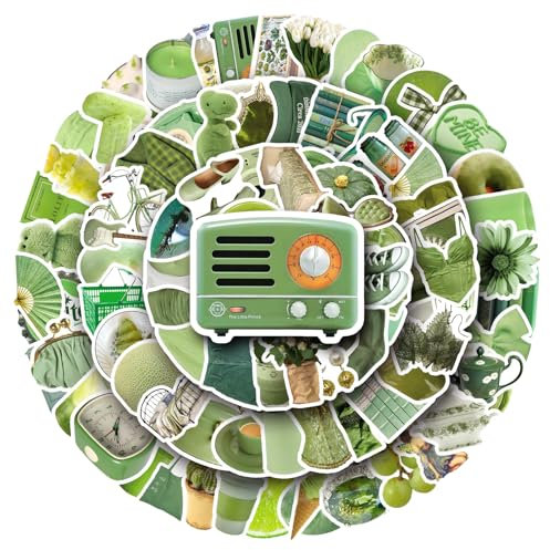 Green Stickers for Laptop (100 PCS),Gift for Children Teens Adults Girl Boys,Waterproof Stickers for Water Bottle,Green Vinyl Stickers for Scrapbook,Skateboard,Bike,Phone,Dairy