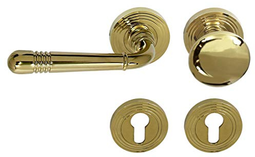Häusler Onlinehandel GmbH Türbeschlag 1662 Helena R WE-Links Messing poliert PVD Türdrücker Türklinke Türgriffe