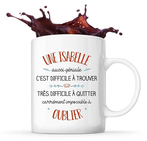 Planetee Tasse Isabelle aussi géniale | Idée Mug Cadeau Prénom Surnom Nom de Famille Anniversaire Noël